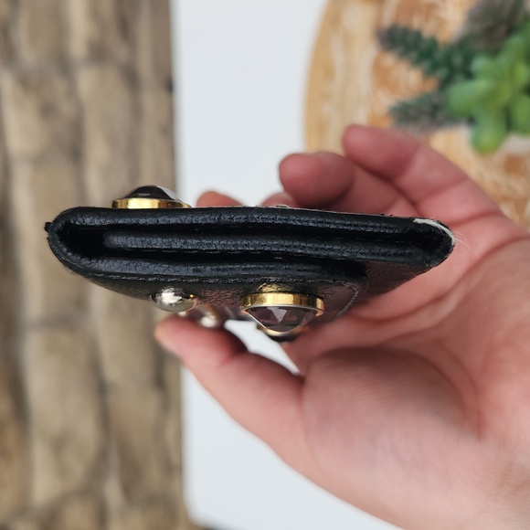 Miu Miu Pebbled Leather Jeweled & Studded Black Key Holder - Picture 9 of 13